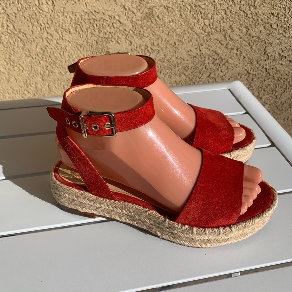Vince Camuto Red Suede Espadrille Wedge Sandals